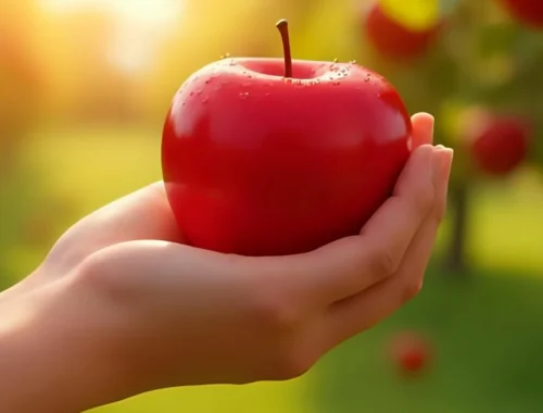 Fresh red apple showing the health benefits of apples
