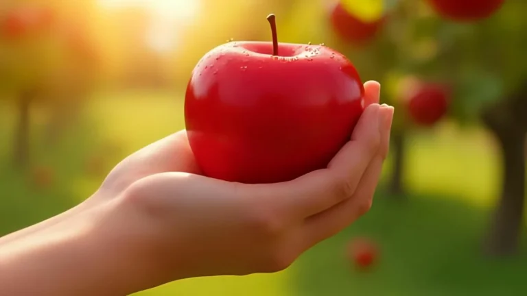 Fresh red apple showing the health benefits of apples